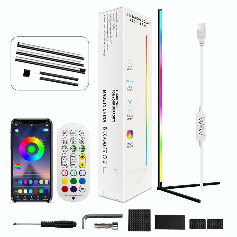 LED Symphony RGB Atmosphere Floor Light with Remote Control, Length:1.2m