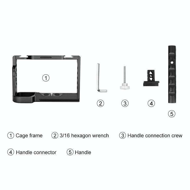 PULUZ Video Camera Cage Filmmaking Rig with Handle for Sony Alpha 7C / ILCE-7C / A7C(Black)