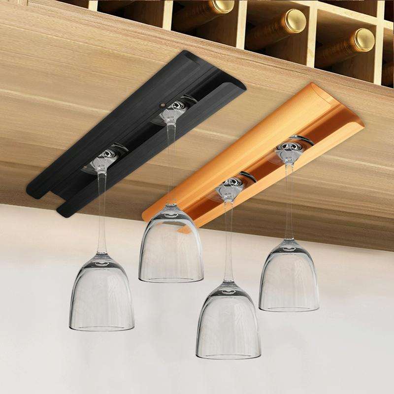 Living Room Punch-free Aluminum Alloy Wine Glass Rack Kitchen Wine Glass Hanger(Champagne)