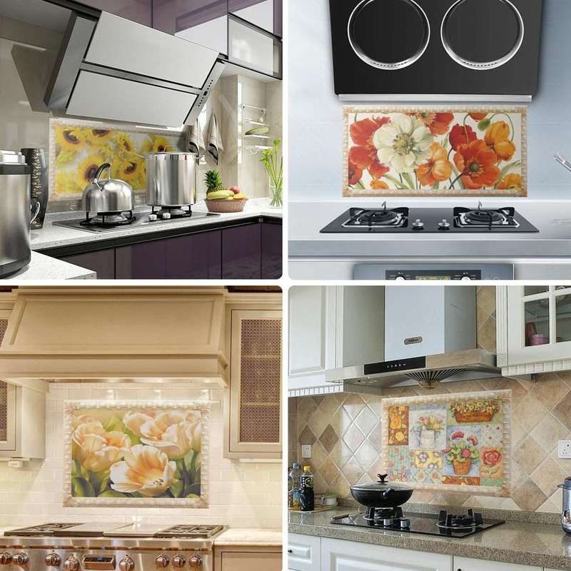 Self-Adhesive Heat-Resistant Oil-Proof Stickers Household Kitchen Stove Tile Wall Stickers, Speci...