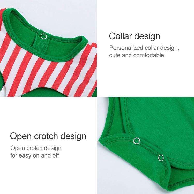 Christmas Baby Short-sleeved Three-piece Baby Romper Tutu Skirt (Color:Green Size:66)