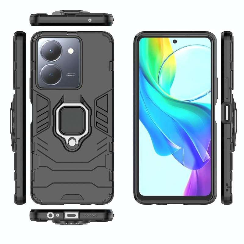 For vivo Y78 / Y36 Magnetic Ring Holder PC + TPU Phone Case(Black)