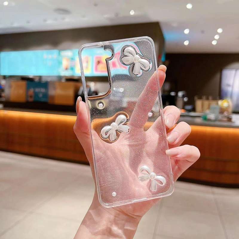 For Samsung Galaxy A24 5G Pearl Bow Glitter Epoxy TPU Phone Case(Three Knots)