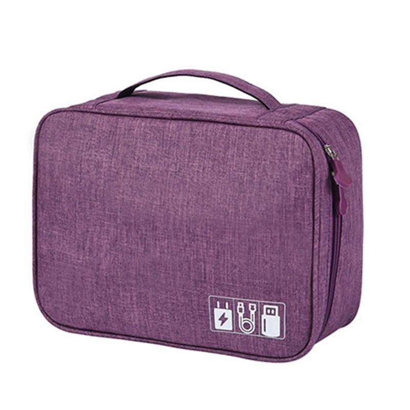 Digital Cable Bag Men Portable Travel Gadgets Pouch Power Cord Charger Headset Organizer(Purple)