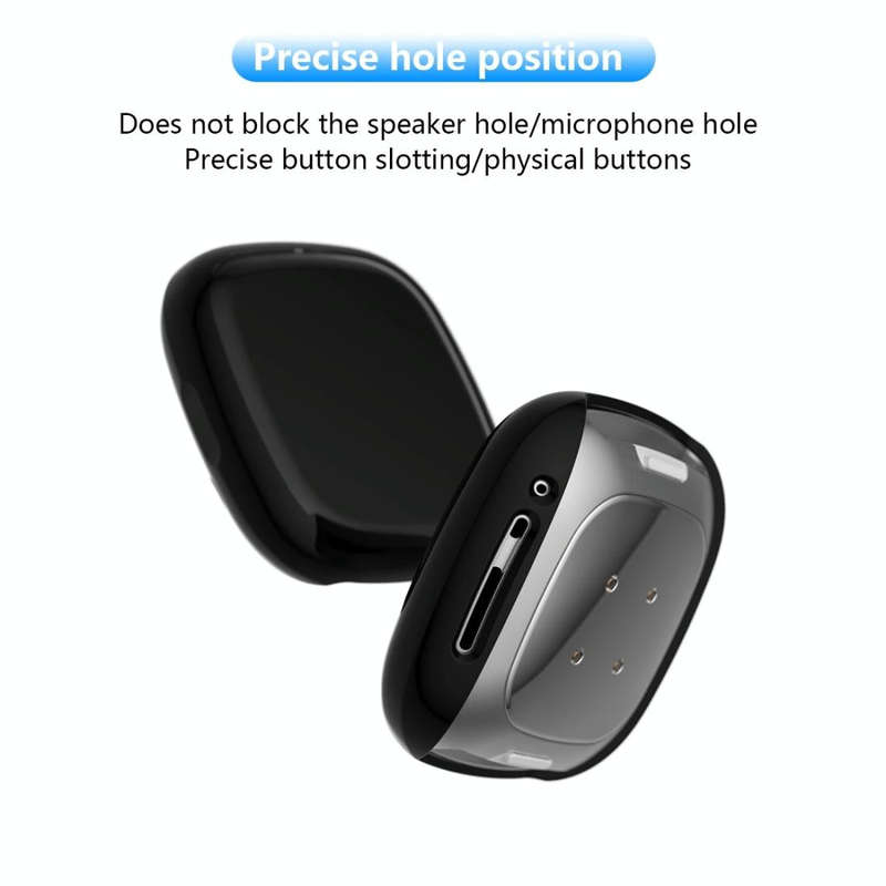 For Fitbit Versa 3 / Versa Sense Plating Full Package TPU Protective Case(Black)