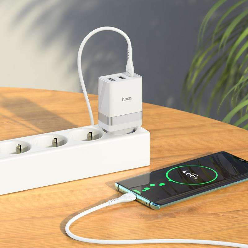 hoco N21 Pro Tourer PD 30W Type-C to Type-C Three-port Fast Charger Set, Plug Type:EU Plug