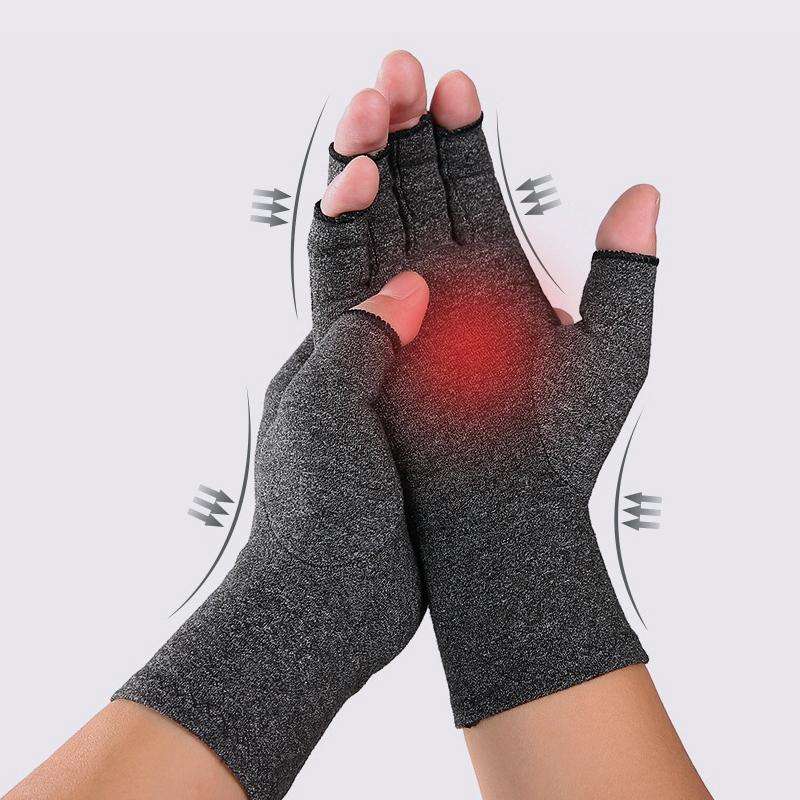 Black Fiber A Pair Sports Breathable Health Care Half Finger Gloves Rehabilitation Training Arthr...