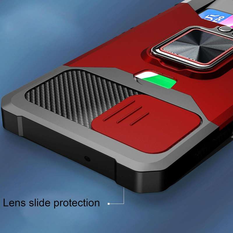 For Samsung Galaxy A12 Sliding Camera Cover Design PC + TPU Shockproof Case with Ring Holder & Ca...