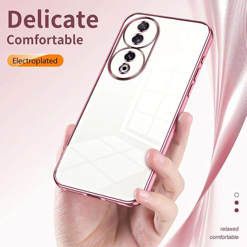 For Honor 90 Transparent Plating Fine Hole Phone Case(Gold)