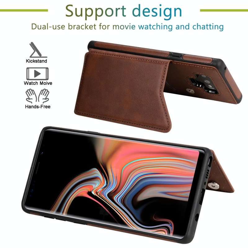 For Galaxy Note 9 Shockproof Calf Texture Protective Case with Holder & Card Slots & Frame(Black)