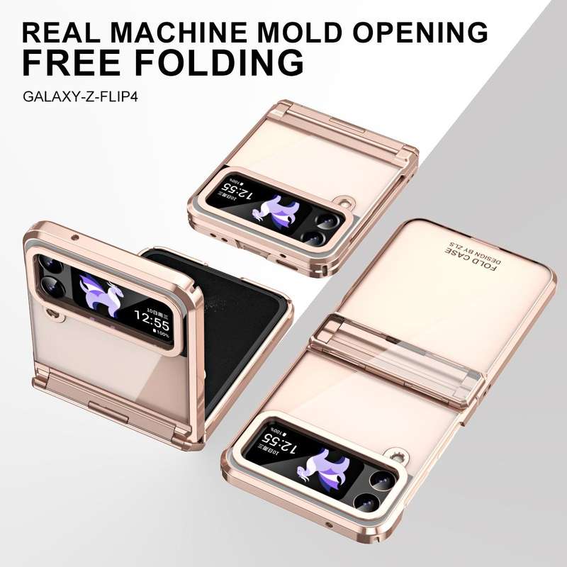 For Samsung Galaxy Z Flip4 5G Electroplating Phantom Series PC Folding Case with Hinge(Rose Gold)