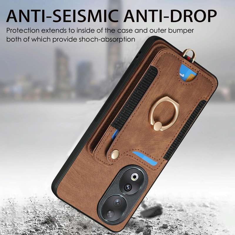 For Honor 90 Retro Skin-feel Ring Multi-card RFID Wallet Phone Case(Green)