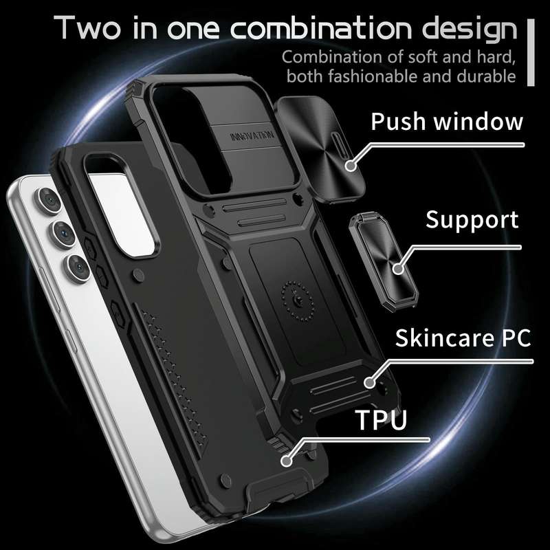 For Samsung Galaxy A54 5G Camshield Robot TPU Hybrid PC Phone Case(Black)