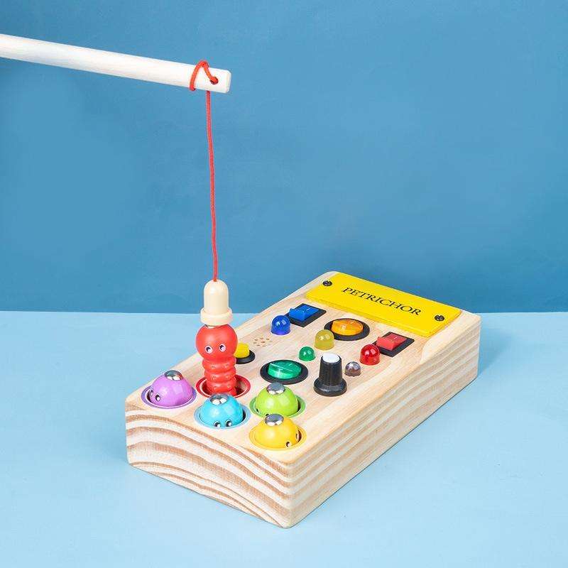 LED Light Switch Busy Board Fishing Game Kids Educational Toy