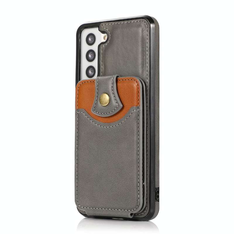 For Samsung Galaxy S21 FE 5G Soft Skin Leather Wallet Bag Phone Case(Grey)
