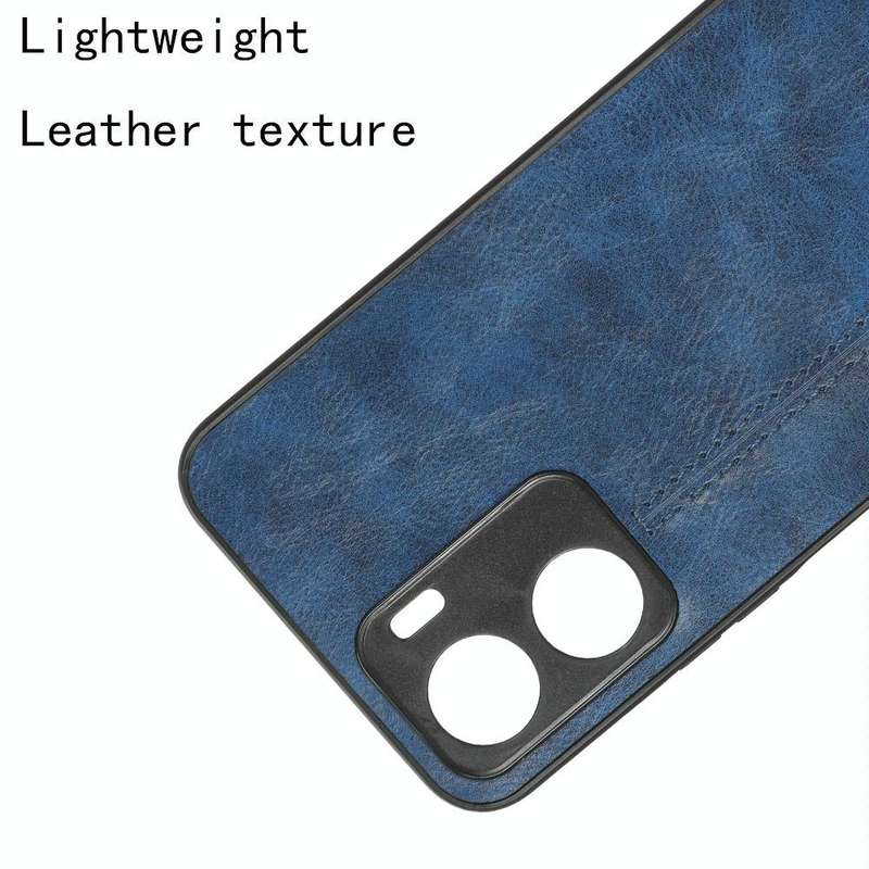 For vivo Y16 4G Sewing Cow Pattern Skin PC + PU + TPU Case(Blue)