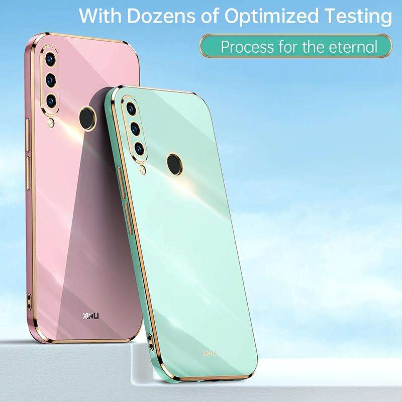 For Huawei P30 Lite XINLI Straight 6D Plating Gold Edge TPU Shockproof Case(Pink)