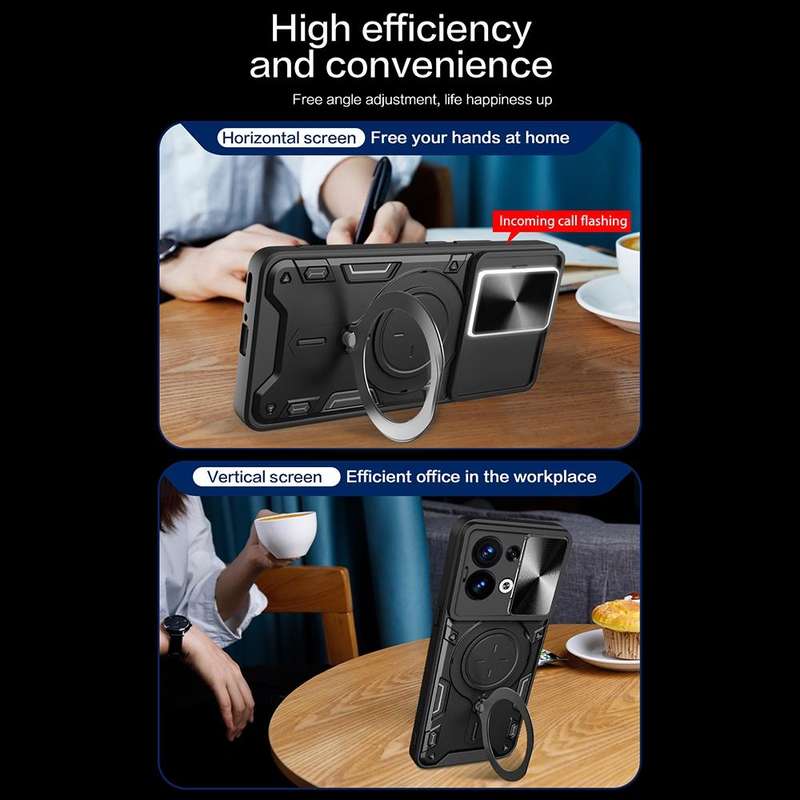 For OPPO Reno8 5G CD Texture Sliding Camshield Magnetic Holder Phone Case(Silver)