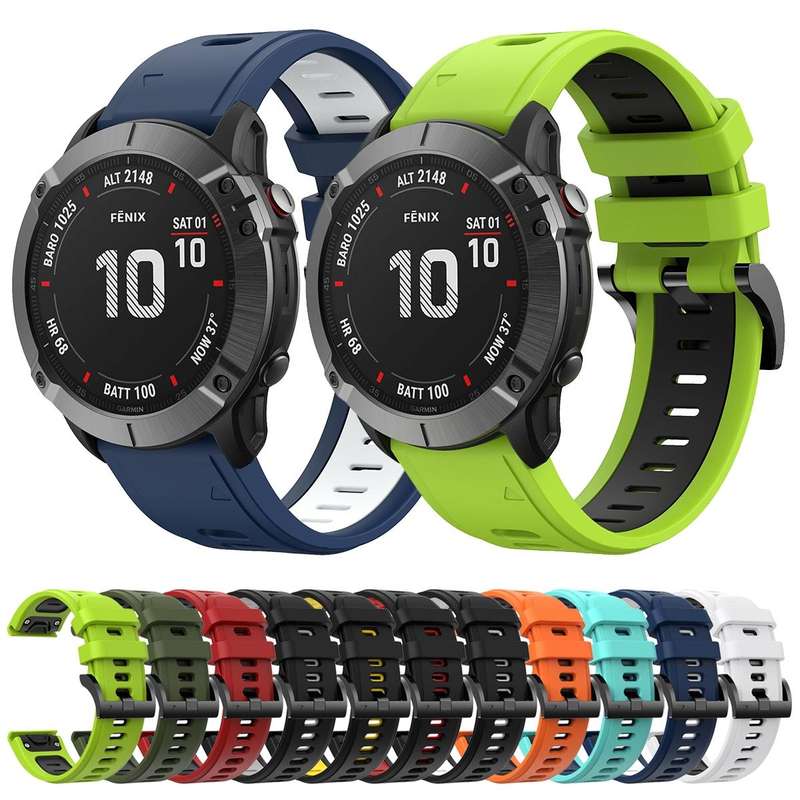For Garmin Fenix 6 Pro GPS 22mm Two-Color Sports Silicone Watch Band(Orange+Black)