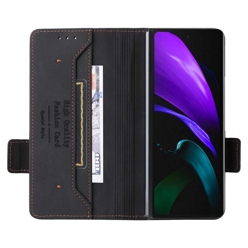 For Samsung Galaxy Z Fold2 5G Magnetic Clasp Flip Leather Phone Case(Black)