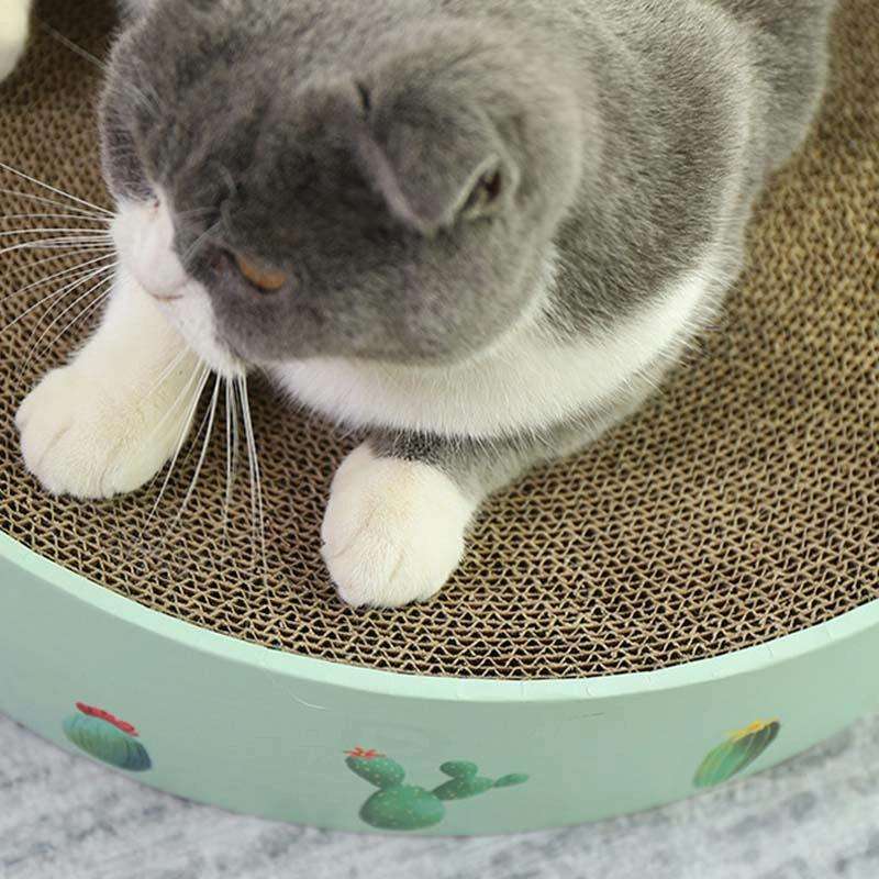 Round Corrugated Cat Scratcher Claw Sharpener Toy Bed, Colour: Pink 32x32x6cm