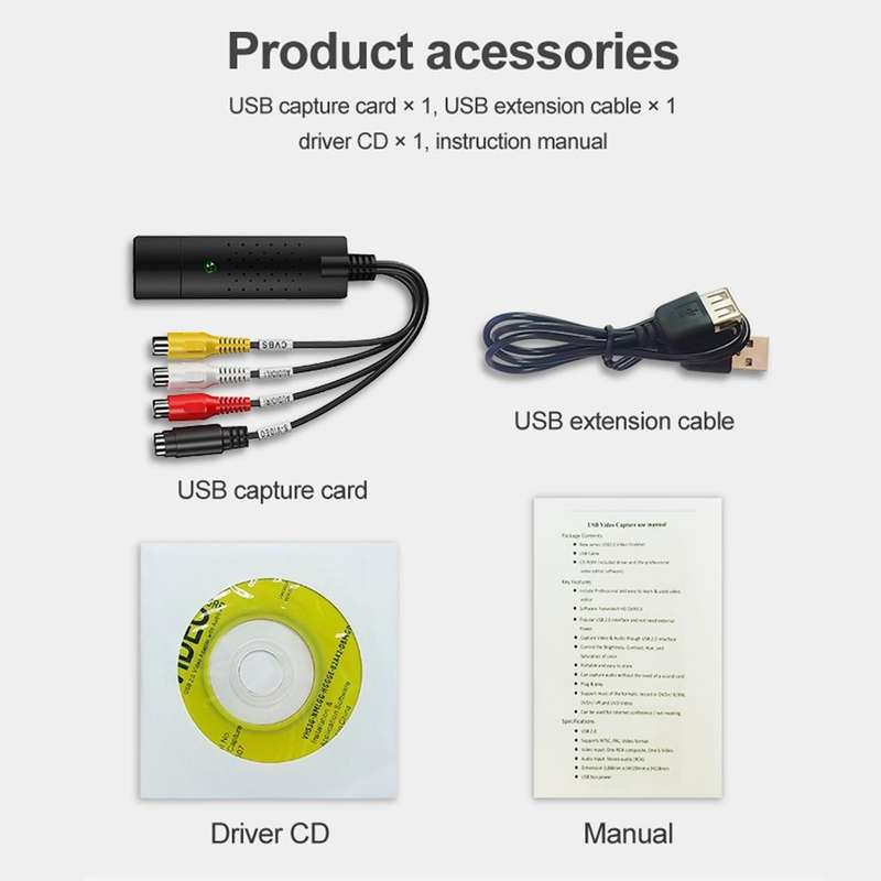 DVD Maker USB 2.0 Video Capture & Edit (Easy CAP), Support MPEG-1/MPEG-2 Compression Format, Chip...