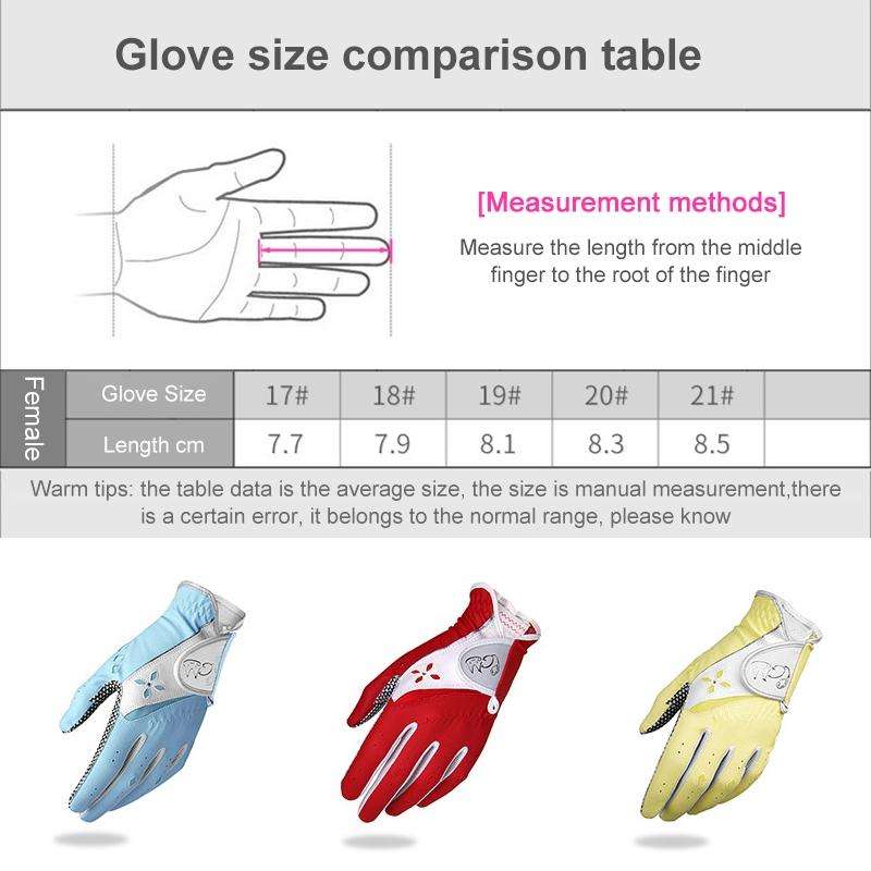PGM One Pair Golf Non-Slip PU Leather Gloves for Women (Color:Pink Size:17)