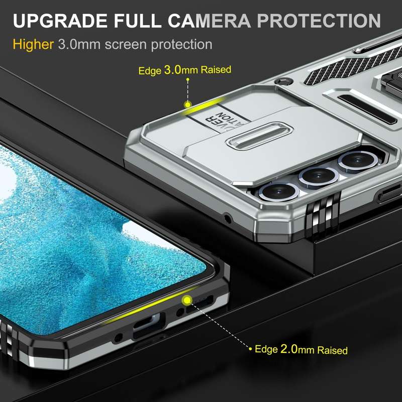 For Samsung Galaxy S23 FE 5G Armor PC + TPU Camera Shield Phone Case(Grey)