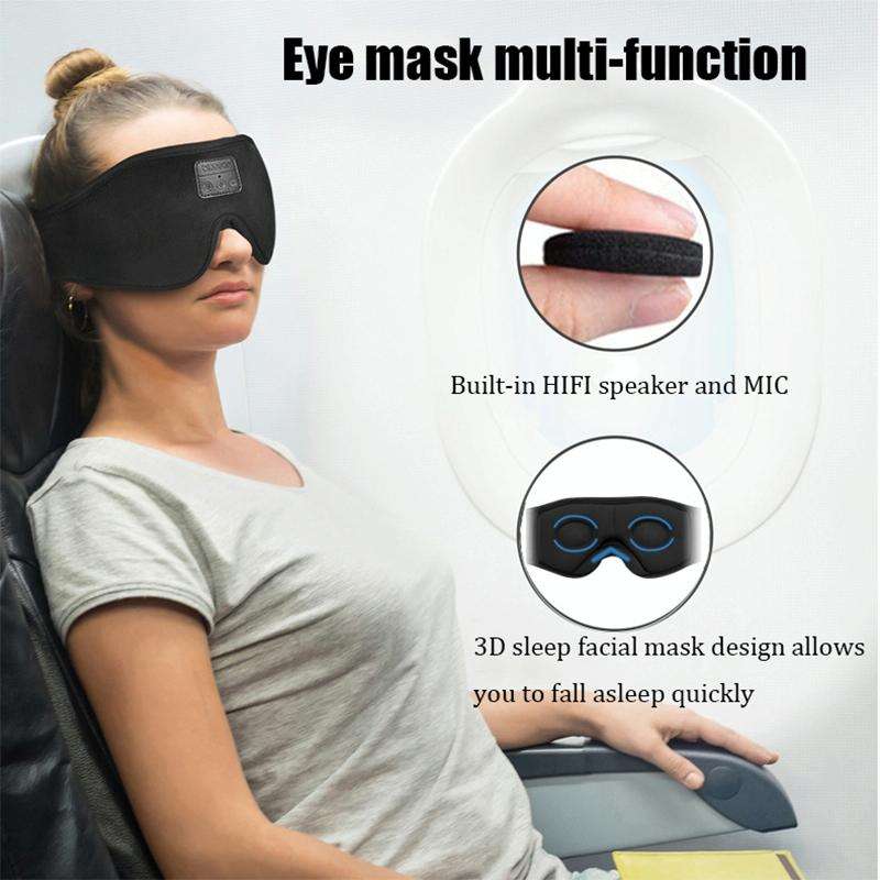 EM4 Bluetooth 5.2 Eye Mask Wireless Headphone Eye Protection for Sleep Office Lunch Break(Black)