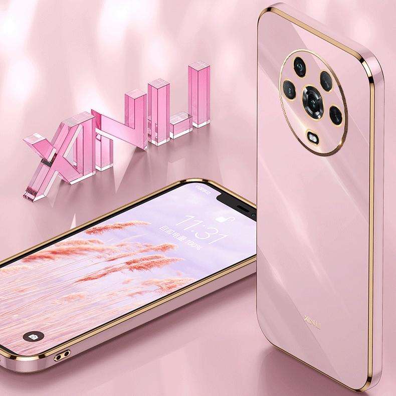 For Honor X8 5G XINLI Straight 6D Plating Gold Edge TPU Shockproof Case(Cherry Purple)