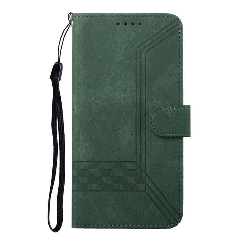 For iPhone 14 Cubic Skin Feel Flip Leather Phone Case(Green)