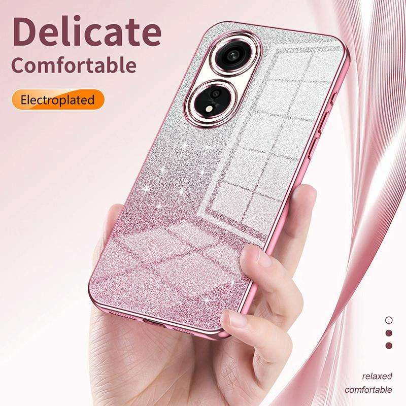 For OPPO A16 / A16s / A54s Gradient Glitter Powder Electroplated Phone Case(Pink)