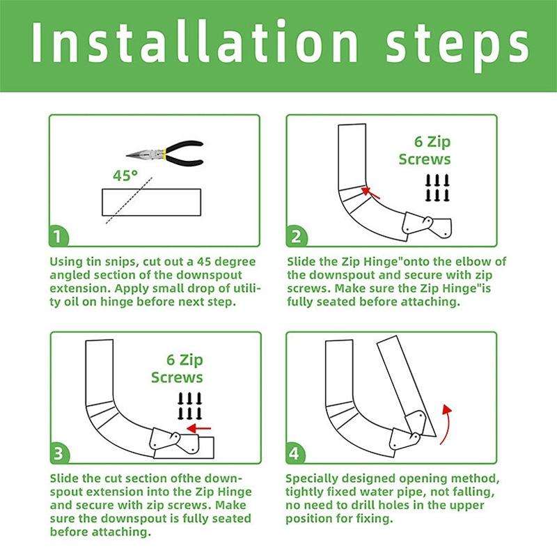 2pcs Gutter Extension Hinge Downspout Extension Flip-Up Hinge For Rectangle Or Square Downspout