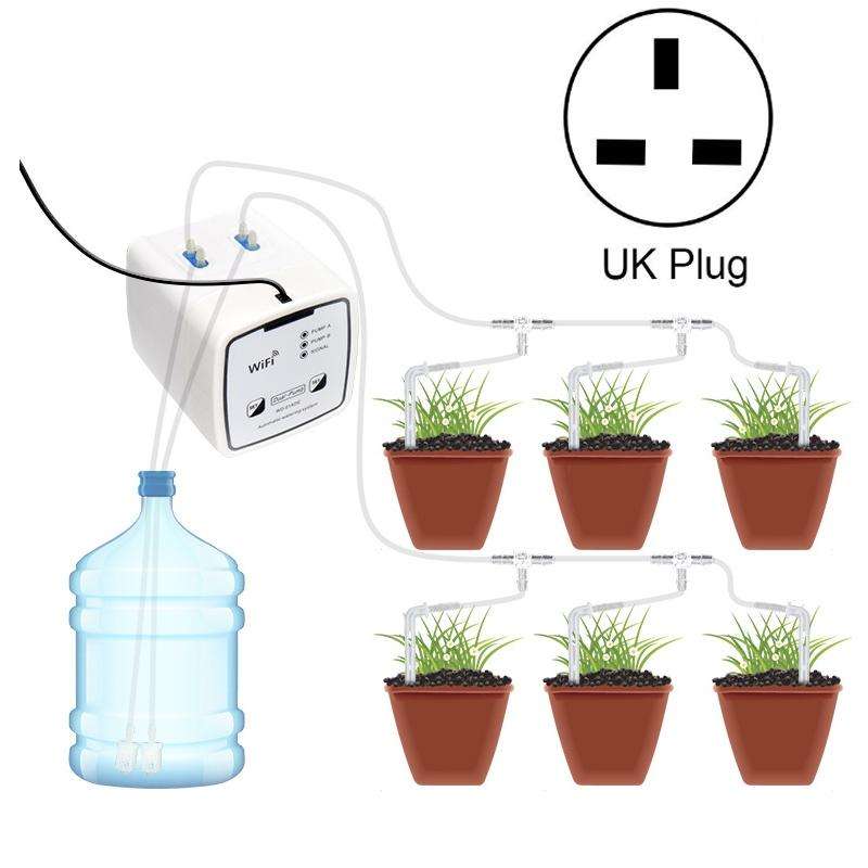 WD-01ADE WIFI Gardening Drip Irrigation Controller, Specification: Double Pump 20 Pots(UK Plug)