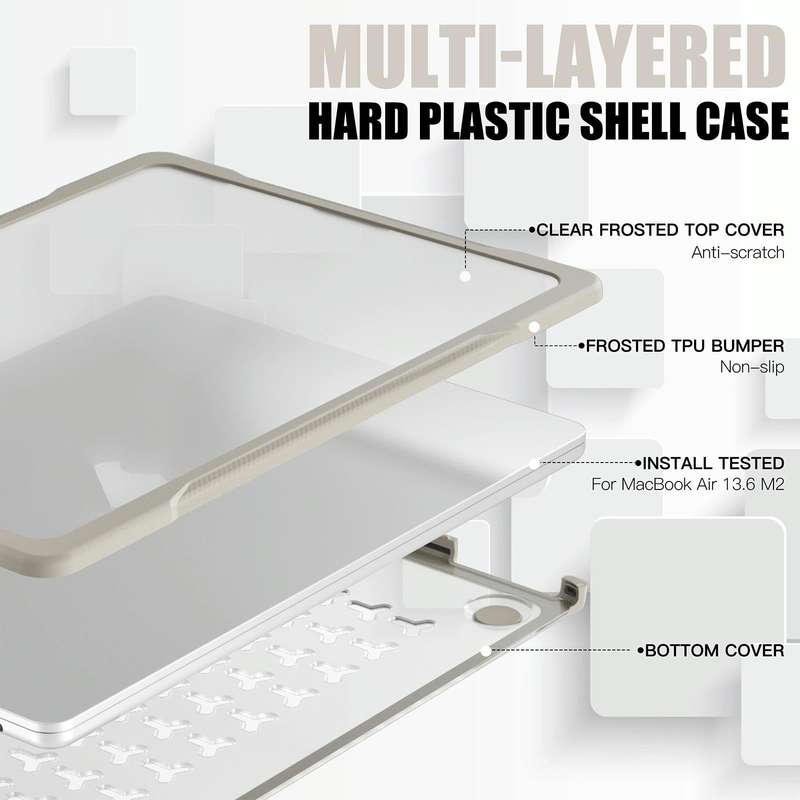 For MacBook Air 13.6 inch A2681 2022 Translucent Laptop Protective Case(Khaki)