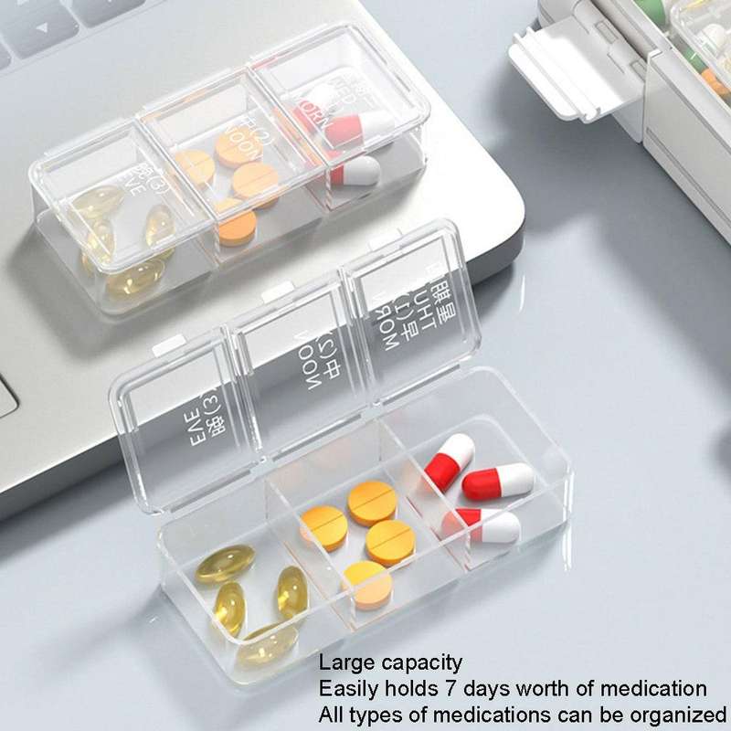 24 Grid Large Capacity Sealing Pills Case 3 Times A Day 7 Day Medicine Organizer Box(White)