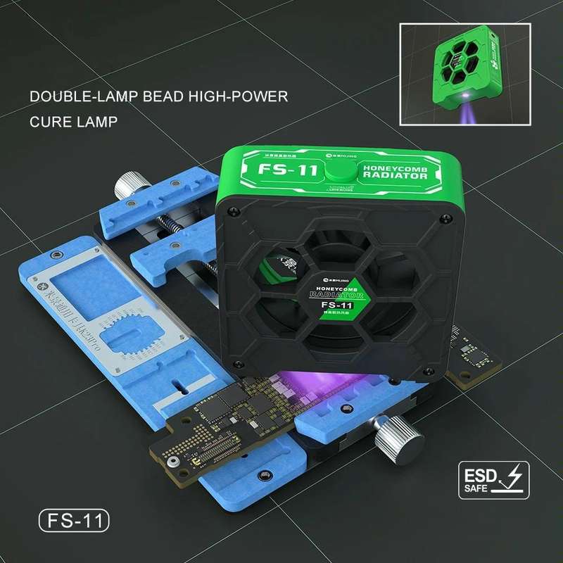 Mijing FS-11 Cooling + UV Curing + Smoke Extraction Honeycomb Radiating Fan(Green)