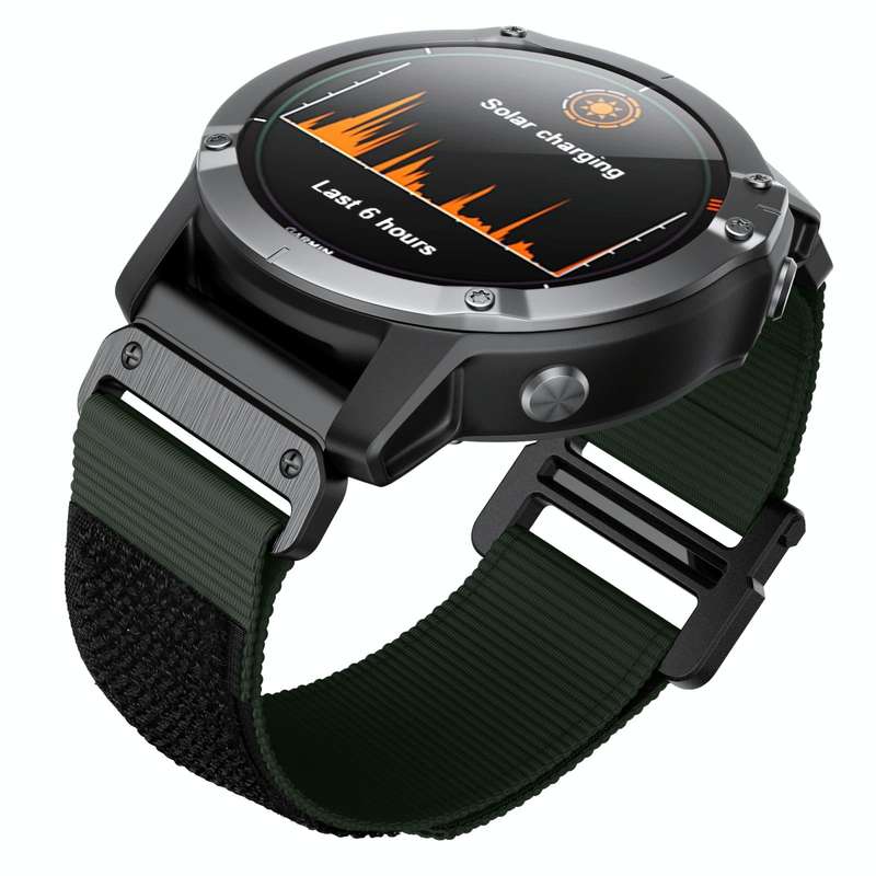 For Garmin Fenix 6X / 5X 26mm Hook And Loop Fastener Nylon Watch Band(Army Green)