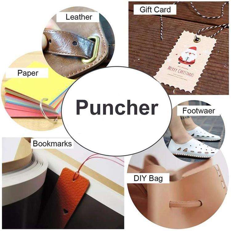 Multifunctional Belt Hole Puncher with 6 Holes Leather Hole Punch for Leather Belts Cards Paper F...