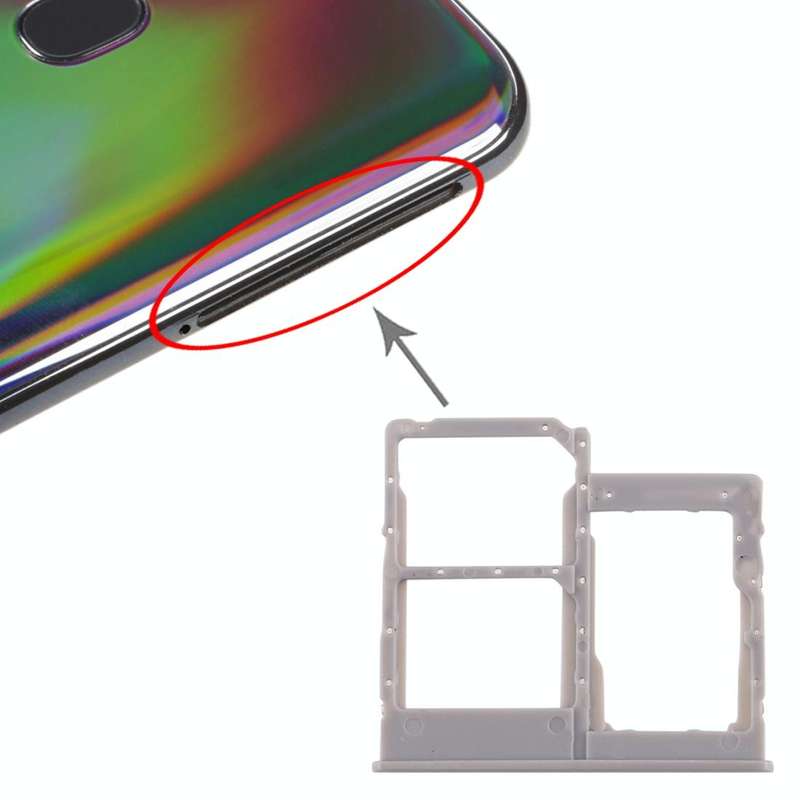 For Galaxy A40 SIM Card Tray + SIM Card Tray + Micro SD Card Tray (Grey)