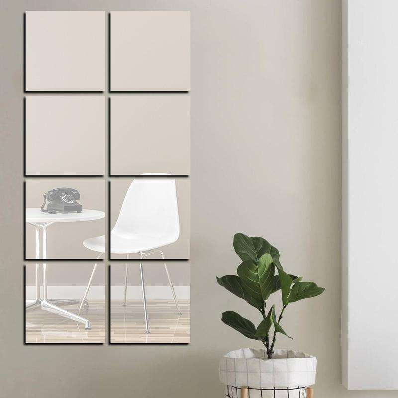 20cm x 20cm Acrylic Mirror Square Stereo Wall Stickers Self-Adhesive Decorative Soft Mirror Right...
