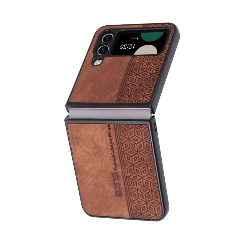 For Samsung Galaxy Z Flip4 5G AZNS 3D Embossed Skin Feel Phone Case(Brown)