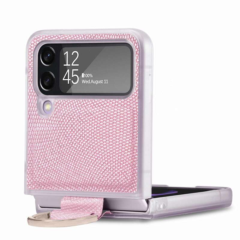 For Samsung Galaxy Z Flip4 Colorful Ring Hinged Folding Phone Case(Pink)