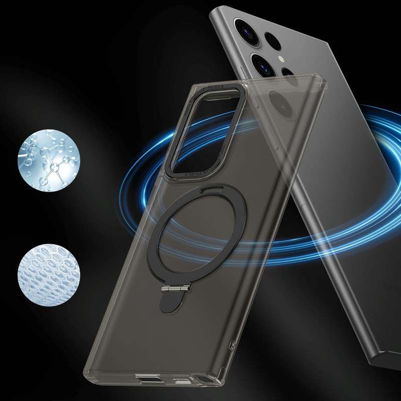 For Samsung Galaxy S22 Ultra 5G LK 3 in 1 MagSafe Magnetic Holder Phone Case(Black)
