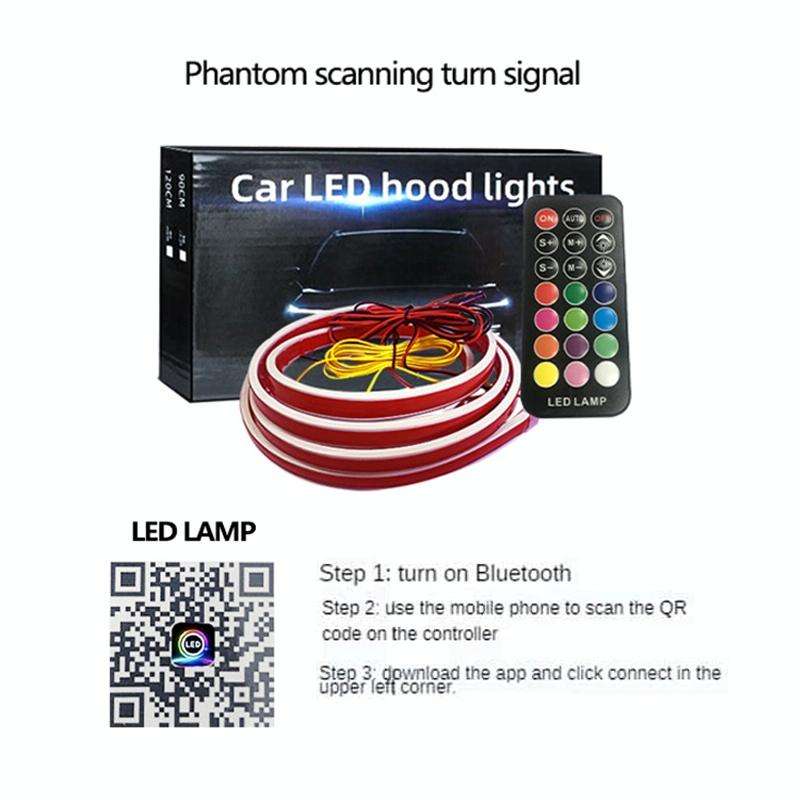 Car Startup Scan Through Hood LED Daytime Running Atmosphere Light, APP Control, Length:1.8m(Symp...