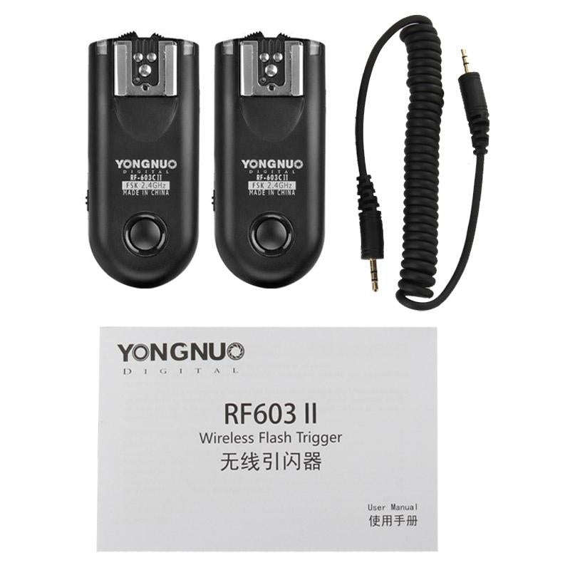 2 PCS YONGNUO RF603C II FSK 2.4GHz Wireless Flash Trigger with C1 Shutter Connecting Cable