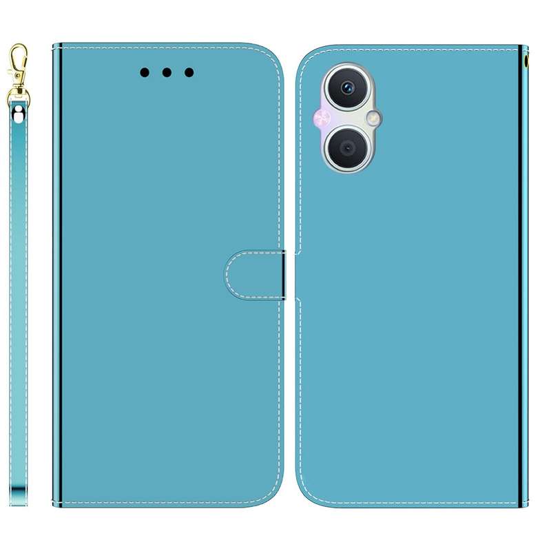 For OPPO A96 5G / Reno7 Z 5G Imitated Mirror Surface Leather Phone Case(Blue)