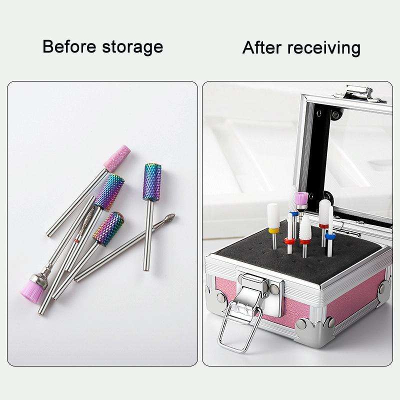 Nail Polishing Head 25 Holes Display Stand Dustproof Storage Box(Pink)