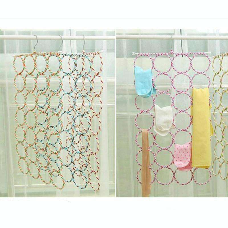Multi-functional Foldable 28-ring Scarf Stand Random Color Delivery(Colorful)