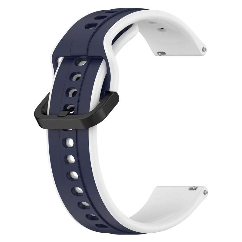 For Garmin Forerunner 55 20mm Convex Loop Two-Color Silicone Watch Band(Midnight Blue+White)